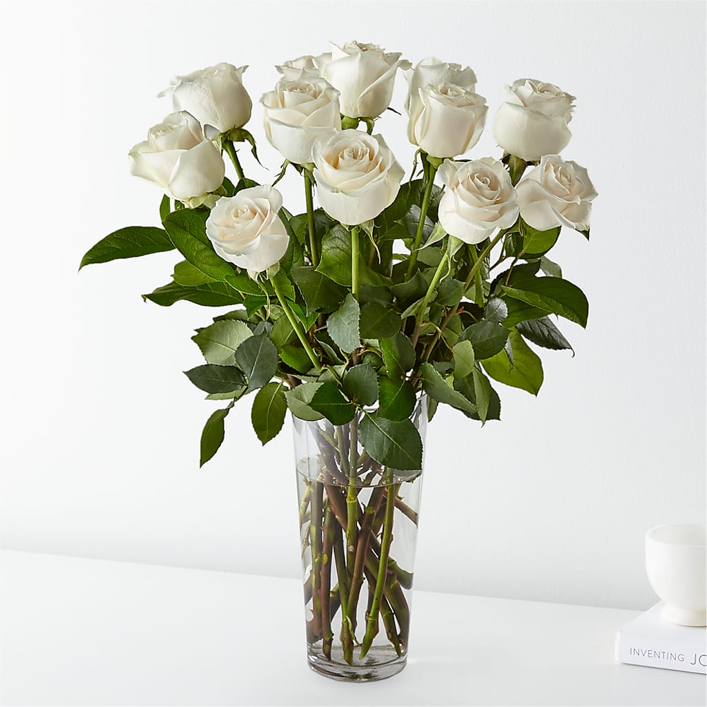 Long Stem White Rose Bouquet – FUJI'S ALADDIN FLOWERS, National City CA