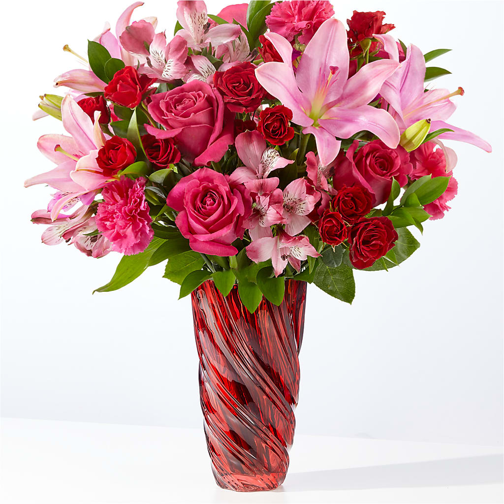 In Love Bouquet with Luxe Swirl Vase – FUJI'S ALADDIN FLOWERS, National City CA