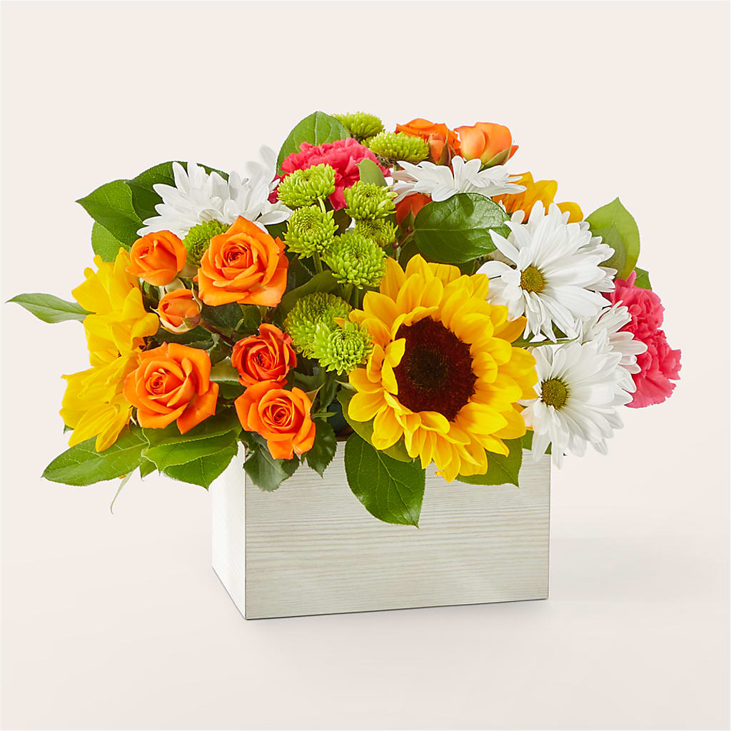 Sun-drenched Blooms Box Bouquet – FUJI'S ALADDIN FLOWERS, National City CA