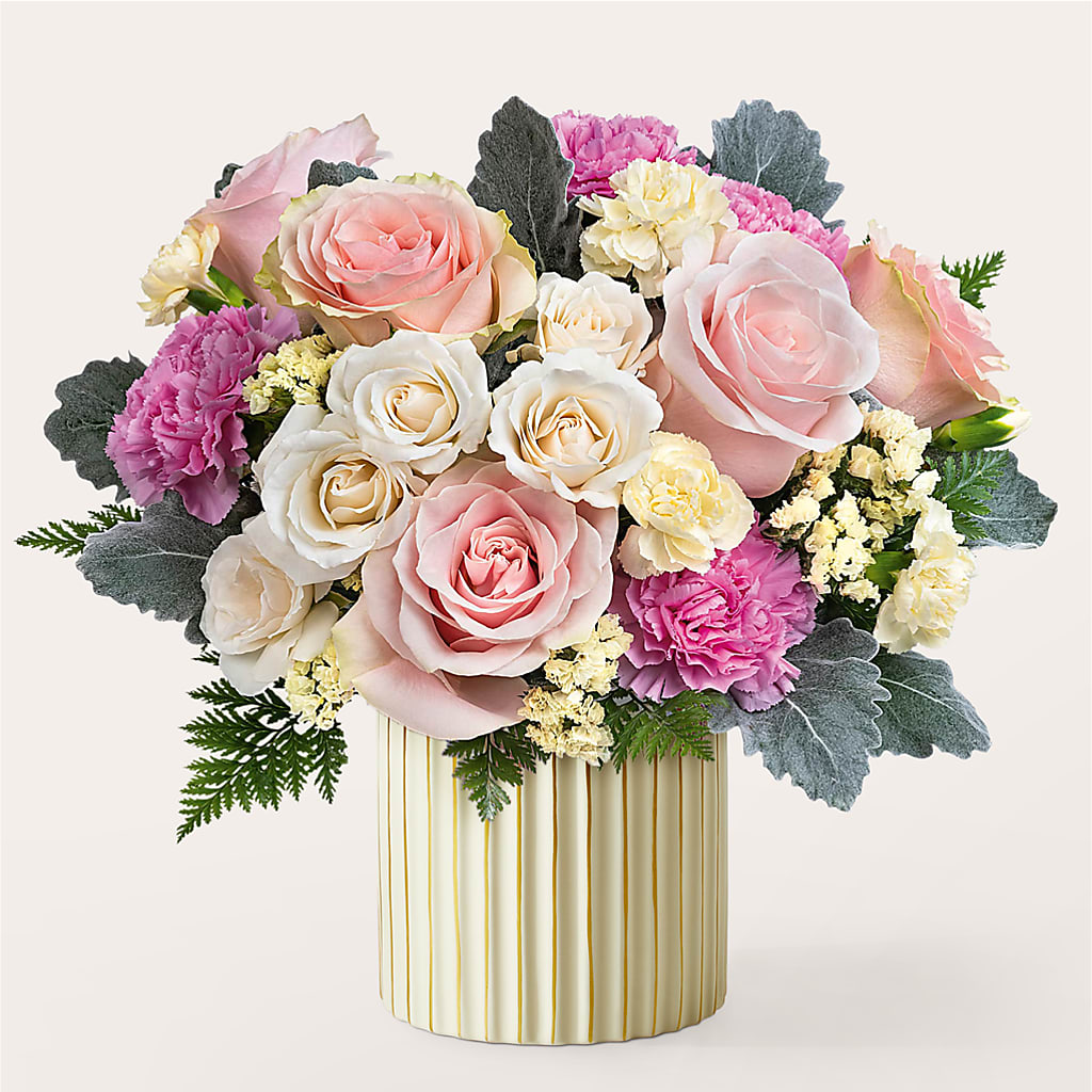 Blissful Moments Bouquet with Ivory Vase – FUJI'S ALADDIN FLOWERS, National City CA