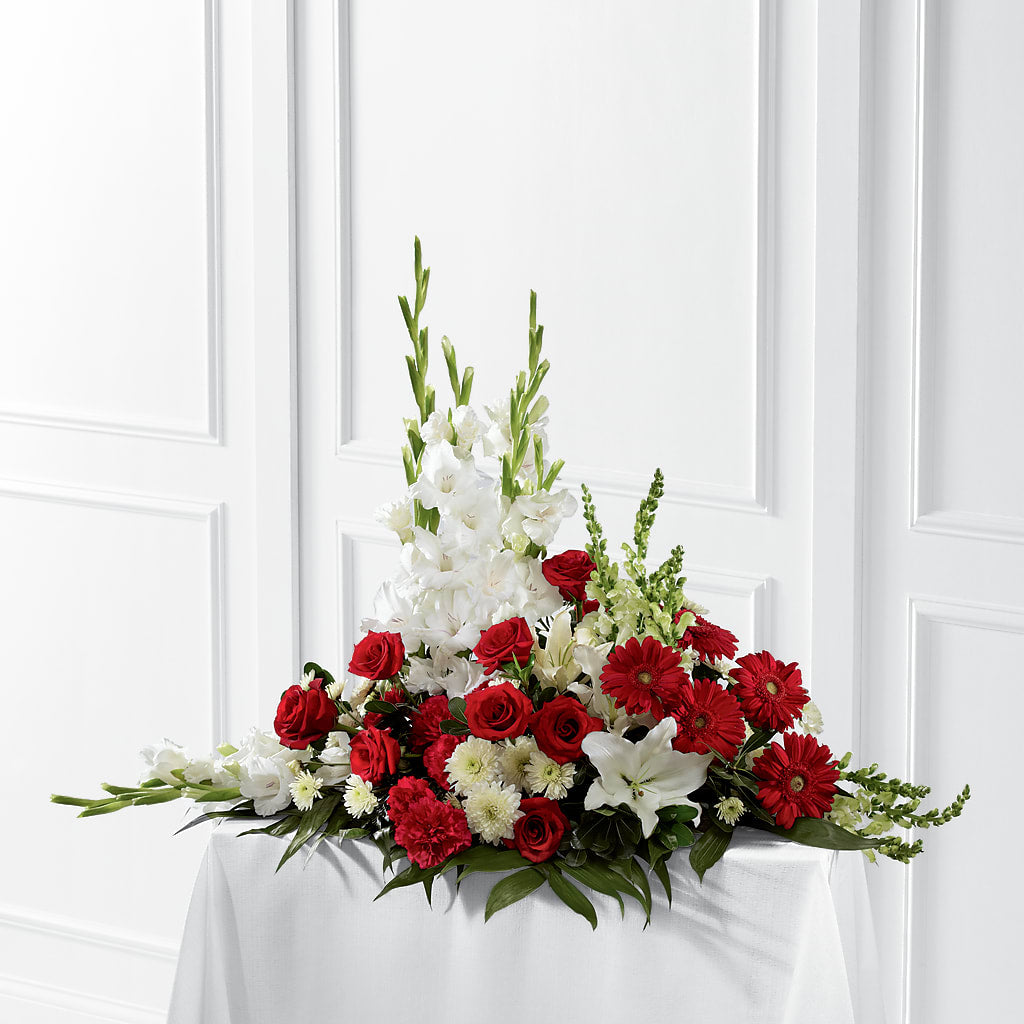 Crimson & White Arrangement – FUJI'S ALADDIN FLOWERS, National City CA