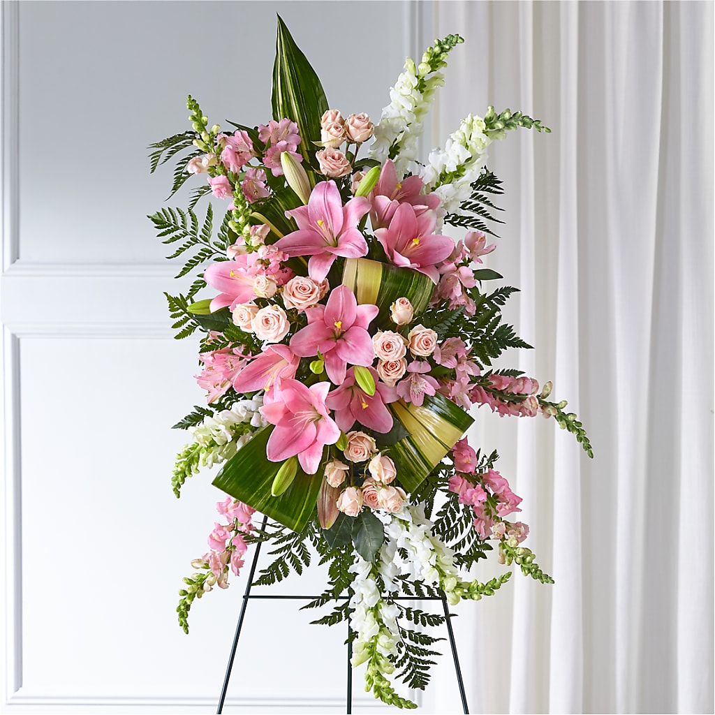 Elegant Embrace Standing Spray – FUJI'S ALADDIN FLOWERS, National City CA