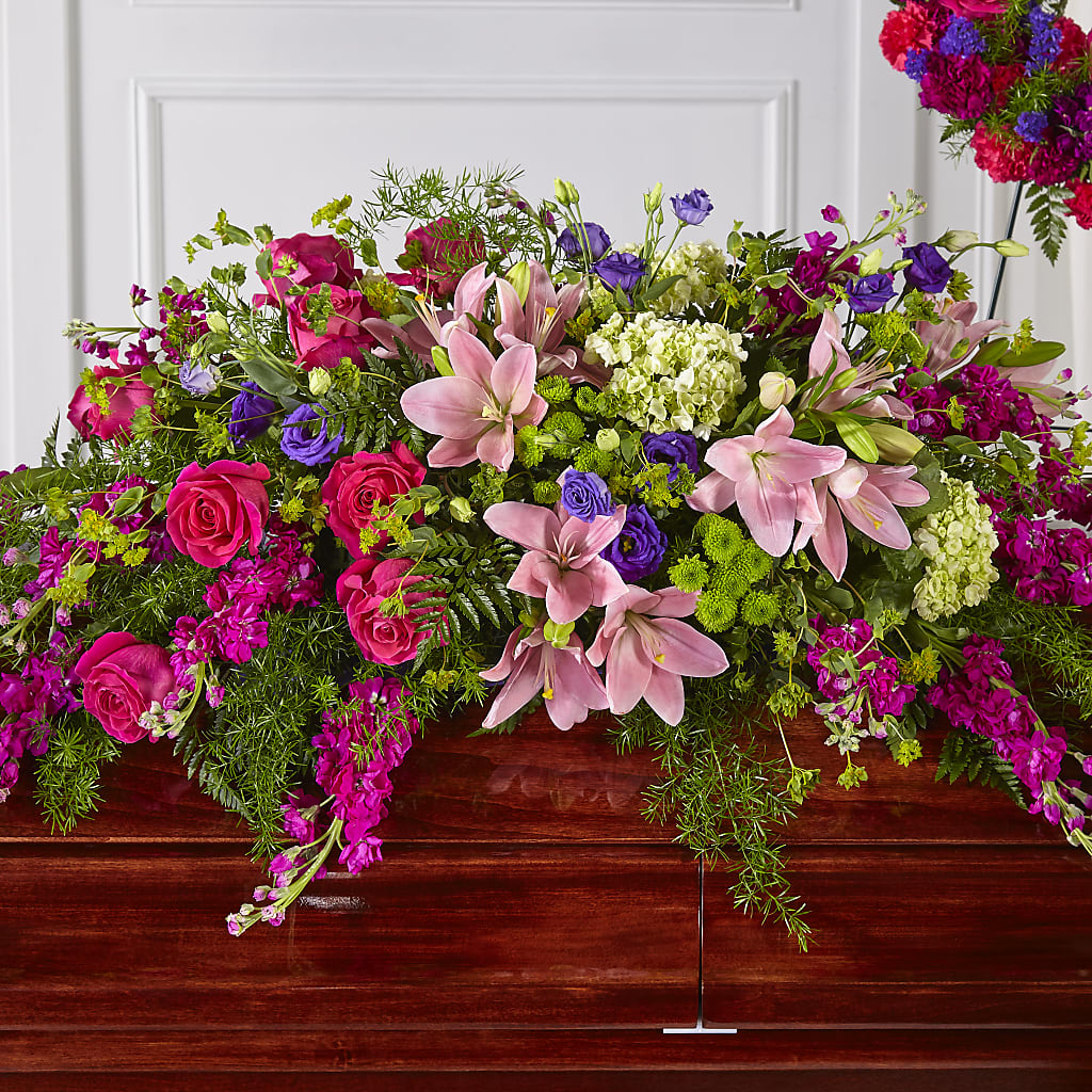 Radiant Tribute Casket Spray – FUJI'S ALADDIN FLOWERS, National City CA