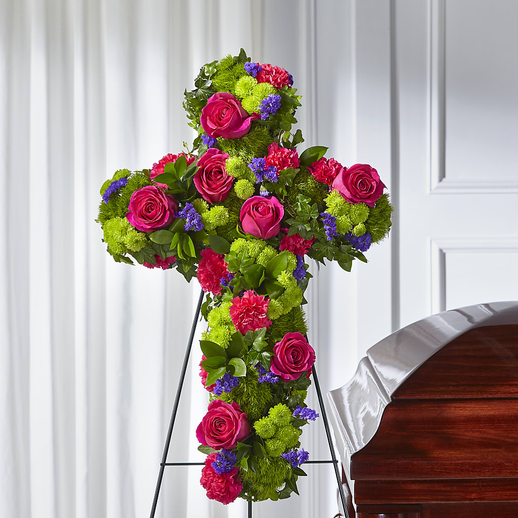 Tribute Rose Floral Cross – FUJI'S ALADDIN FLOWERS, National City CA