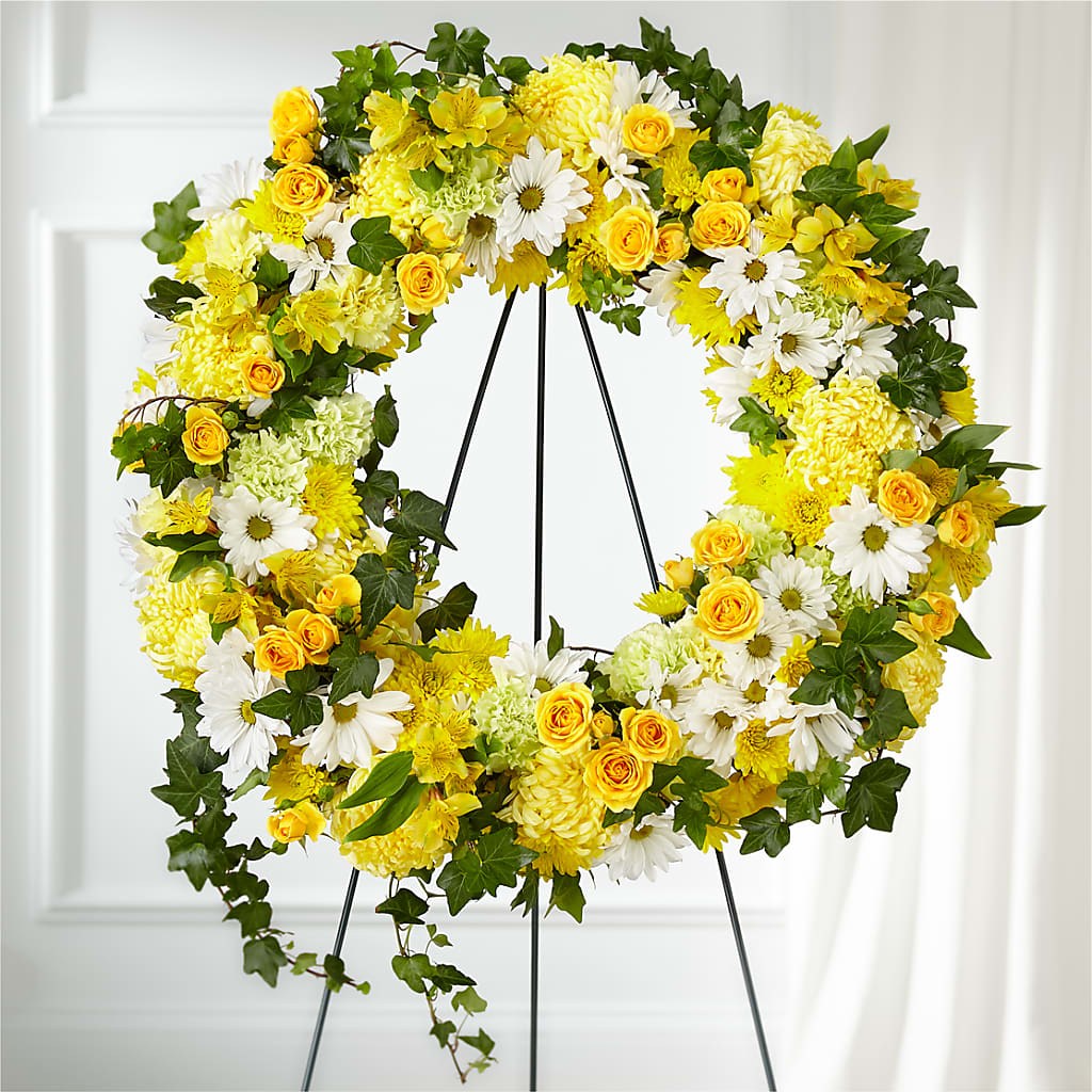 Golden Remembrance Wreath – FUJI'S ALADDIN FLOWERS, National City CA