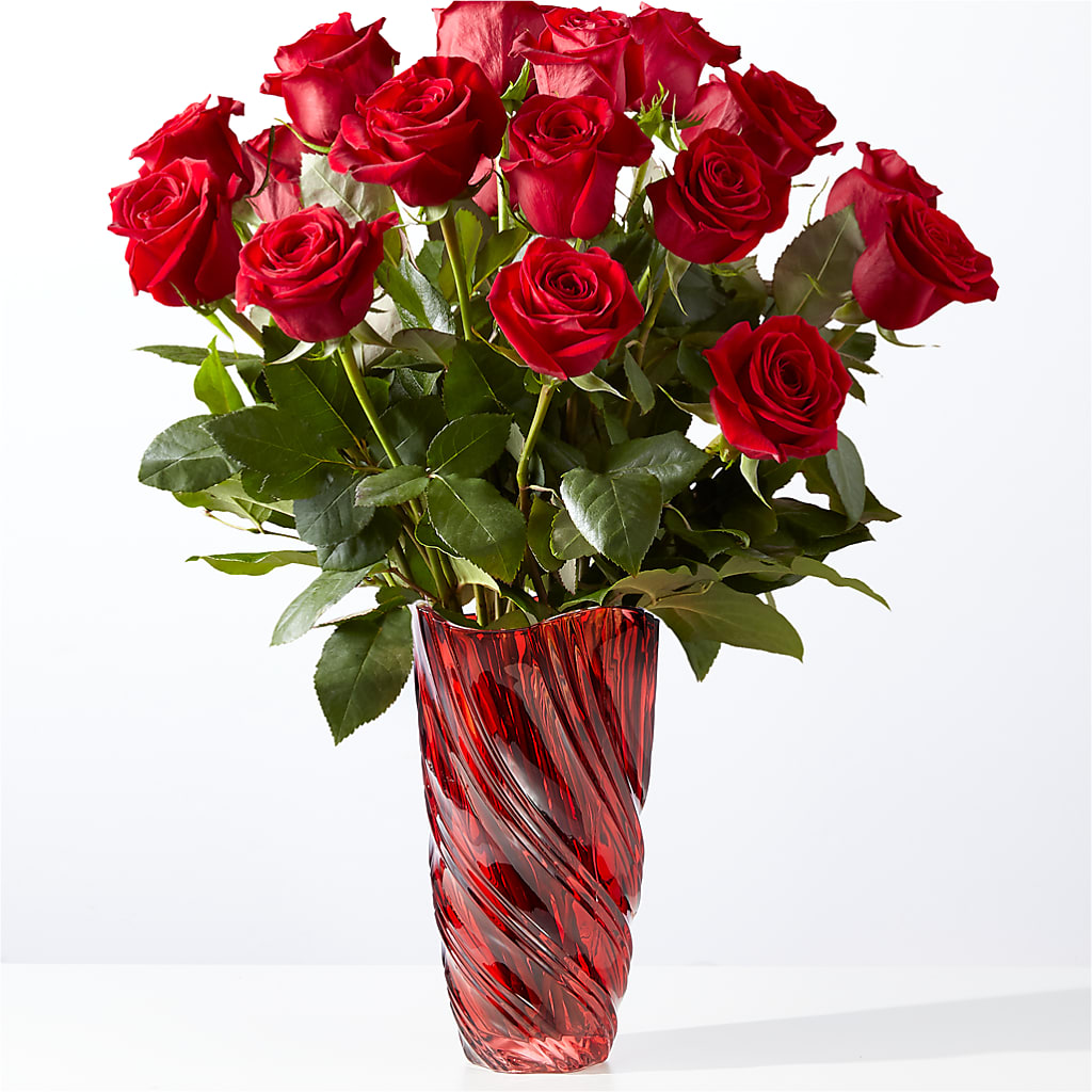 Classic Love Red Rose Bouquet with Luxe Swirl Vase – FUJI'S ALADDIN FLOWERS, National City CA