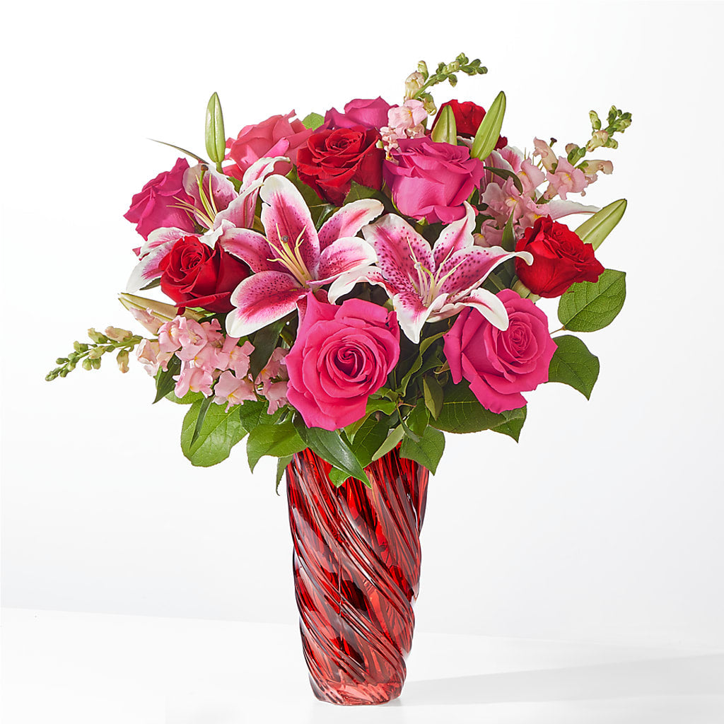 Always You Bouquet with Luxe Swirl Vase – FUJI'S ALADDIN FLOWERS, National City CA