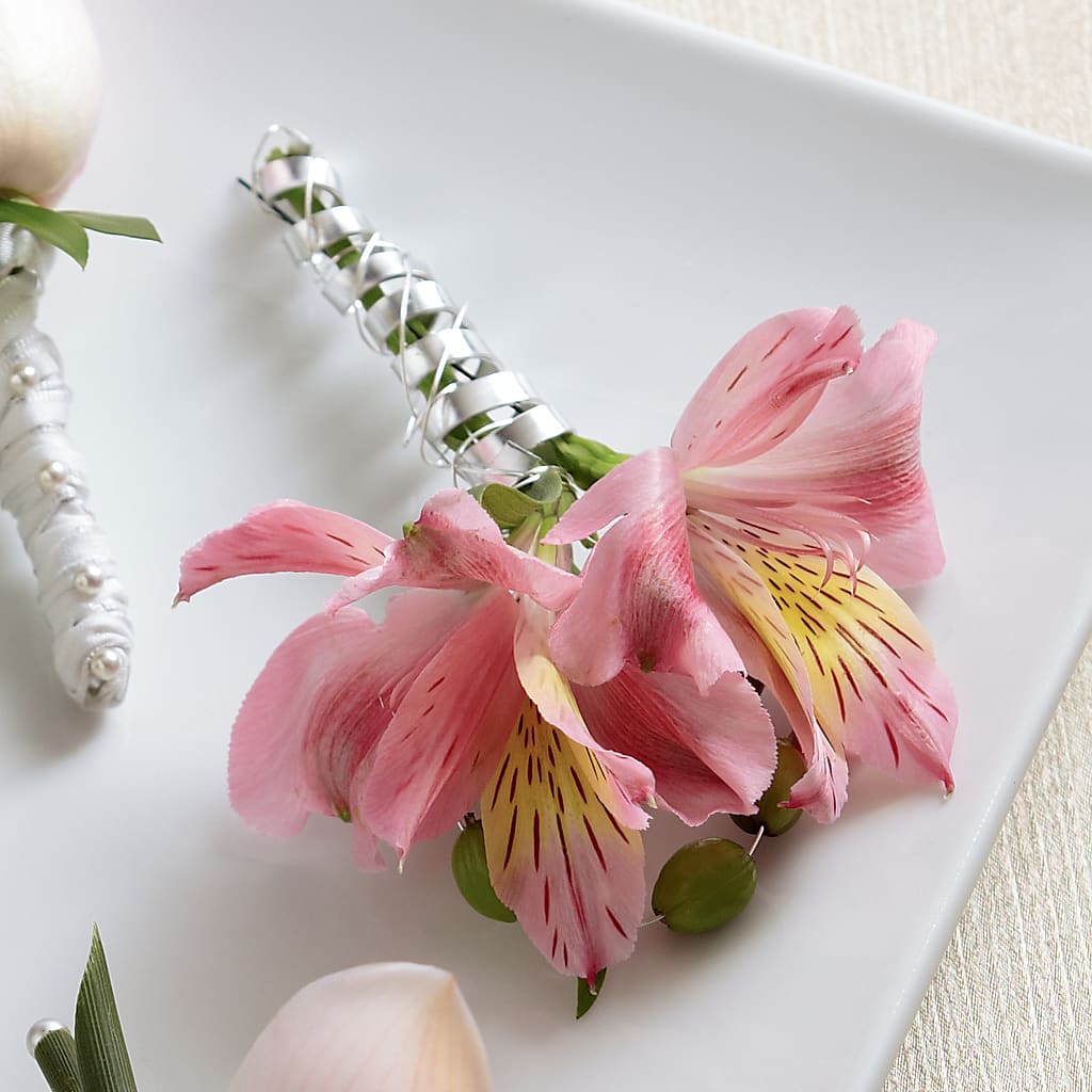 Pink Peruvian Lily Boutonniere – FUJI'S ALADDIN FLOWERS, National City CA