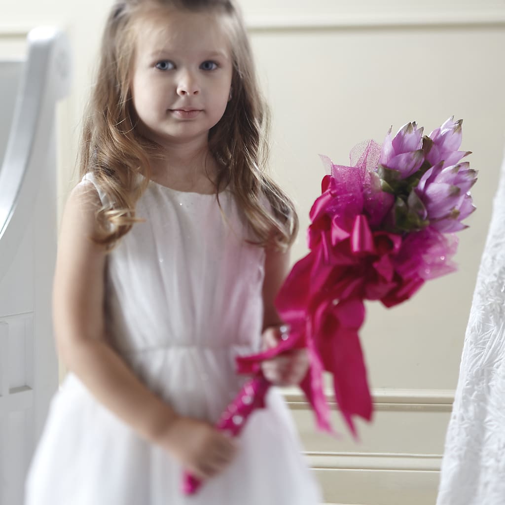 Sparkle Pink Flower Girl Bouquet – FUJI'S ALADDIN FLOWERS, National City CA