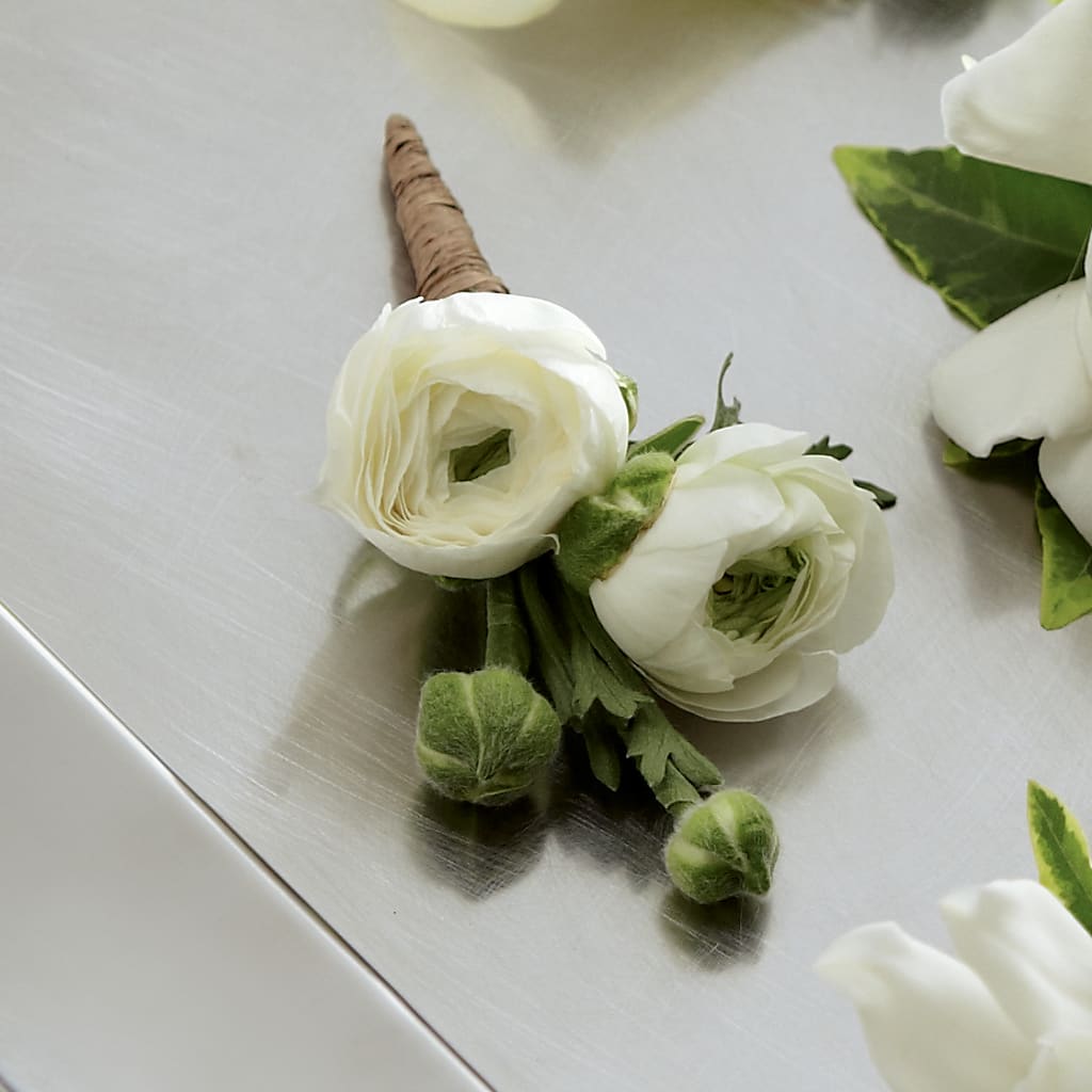 White Ranunculus Boutonniere – FUJI'S ALADDIN FLOWERS, National City CA