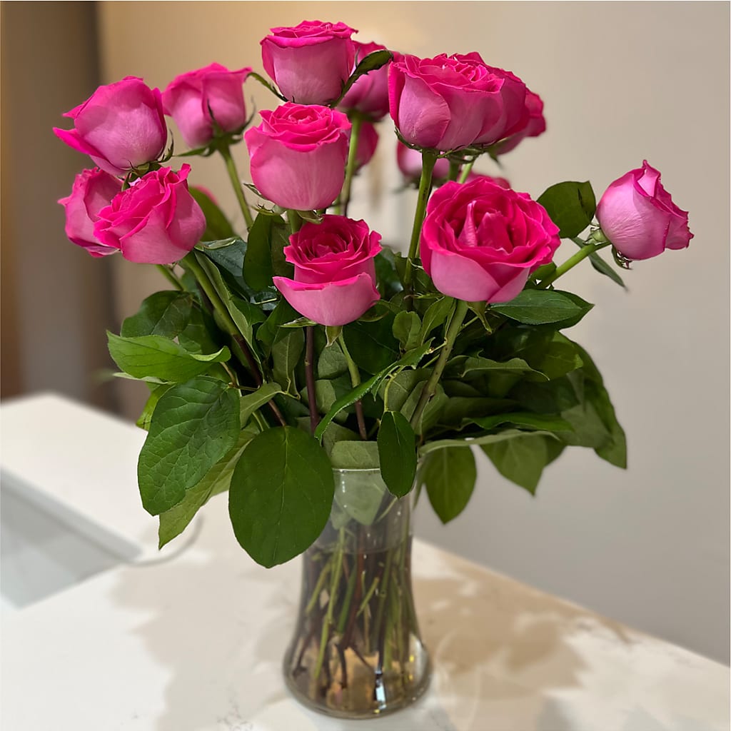 Long Stem Pink Rose Bouquet – FUJI'S ALADDIN FLOWERS, National City CA