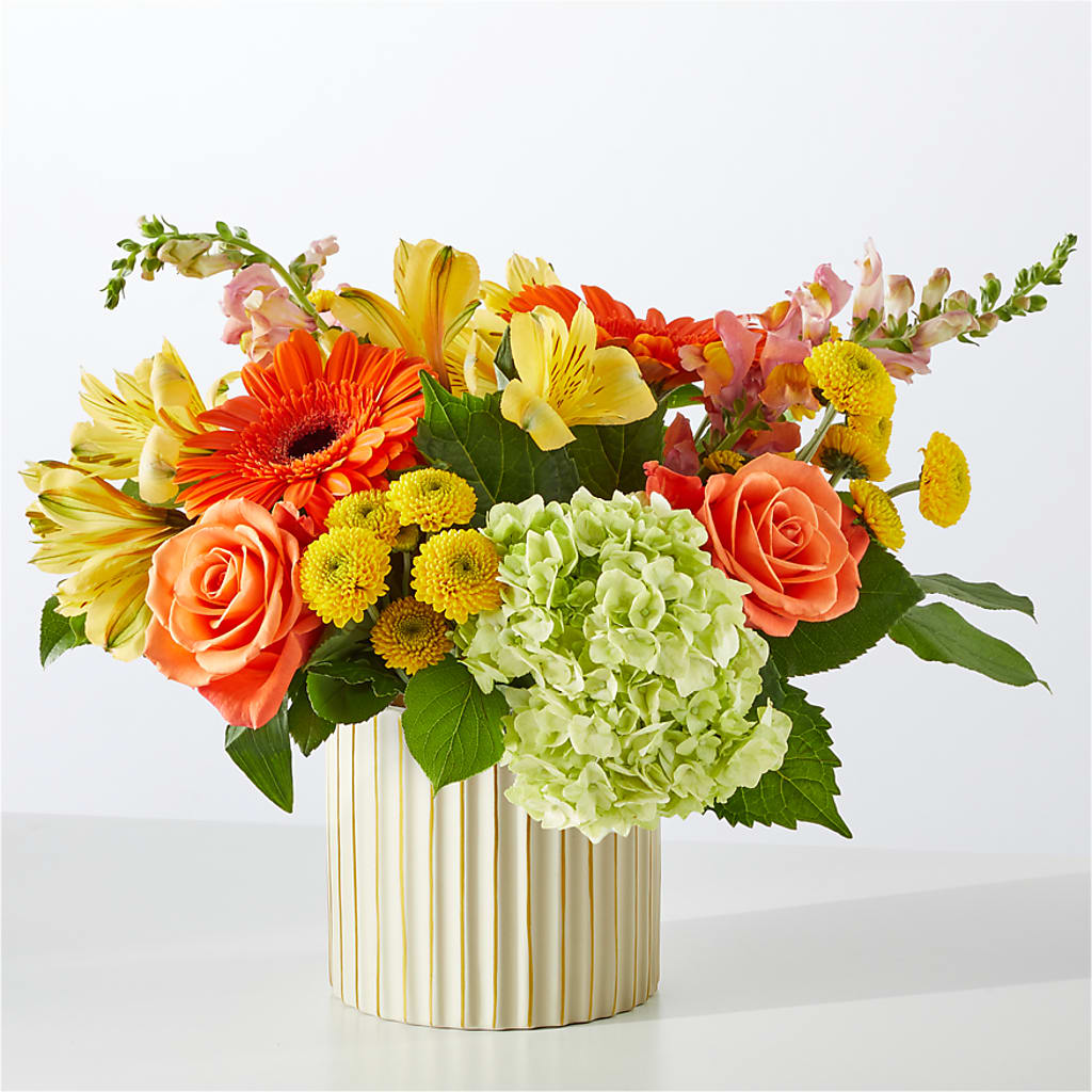 Autumn Sunshine Bouquet with Ivory Vase – FUJI'S ALADDIN FLOWERS, National City CA