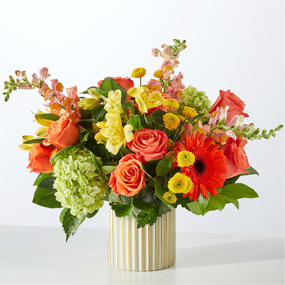Autumn Sunshine Bouquet with Ivory Vase – FUJI'S ALADDIN FLOWERS, National City CA