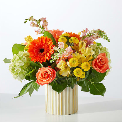 Autumn Sunshine Bouquet with Ivory Vase – FUJI'S ALADDIN FLOWERS, National City CA