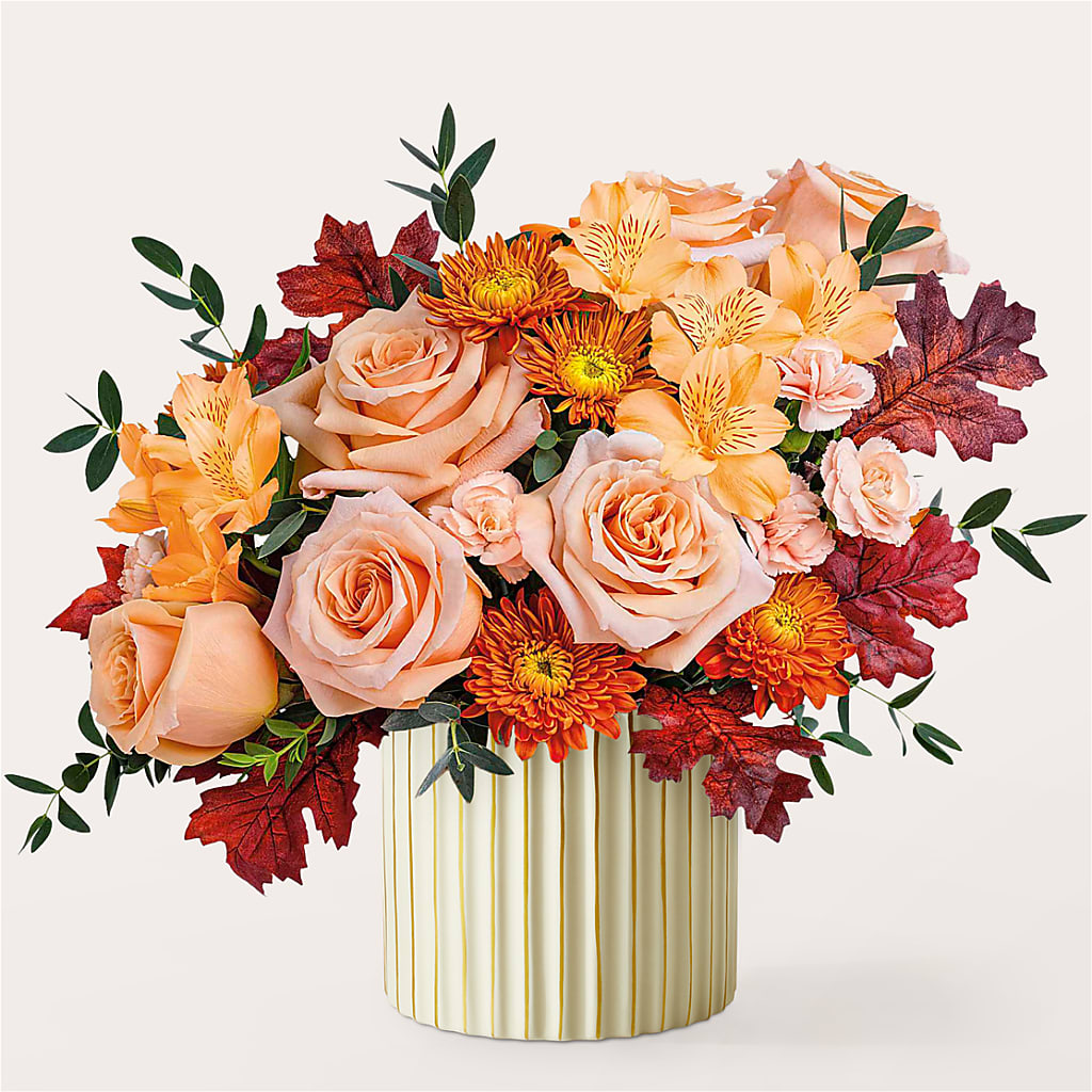Spiced Latte Bouquet with Ivory Vase – FUJI'S ALADDIN FLOWERS, National City CA
