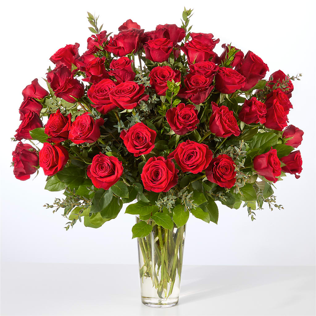 Forever Yours Fifty Stem Red Rose Bouquet – FUJI'S ALADDIN FLOWERS, National City CA