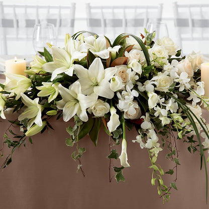 White Linen Arrangement – FUJI'S ALADDIN FLOWERS, National City CA
