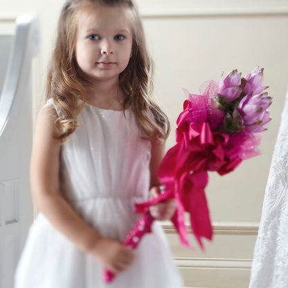 Sparkle Pink Flower Girl Bouquet – FUJI'S ALADDIN FLOWERS, National City CA
