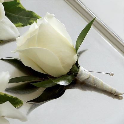 White Rose Boutonniere – FUJI'S ALADDIN FLOWERS, National City CA