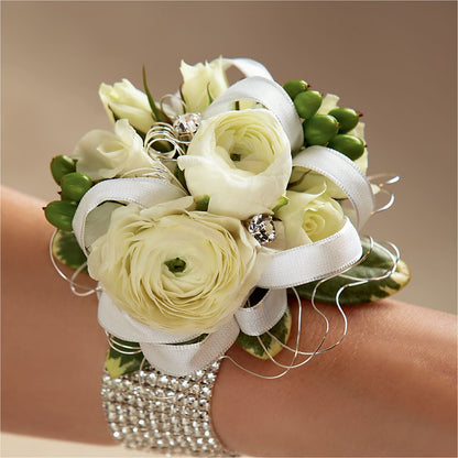 White Wedding Corsage – FUJI'S ALADDIN FLOWERS, National City CA